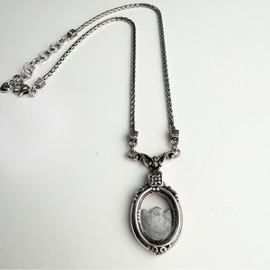 Vintage Brighton Rare Memory Lane Photo Necklace Oval Pendent Silver Toned